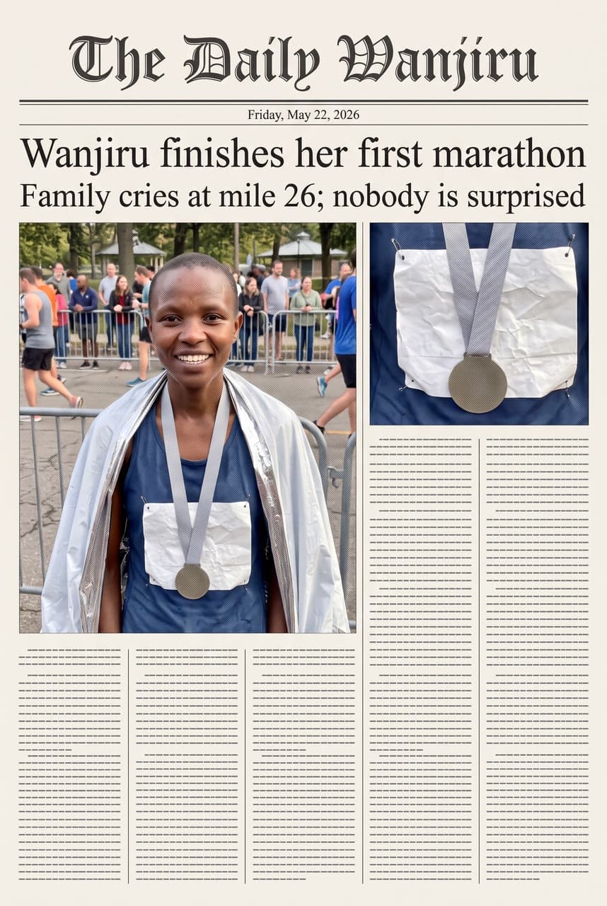 Wanjiru finishes her first marathon, a real run on Leap