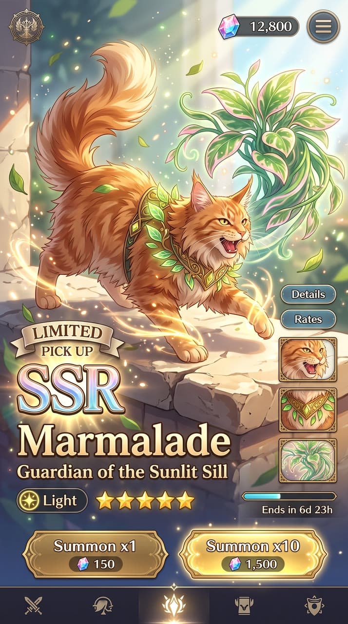 Marmalade, Guardian of the Sunlit Sill, a real run on Leap