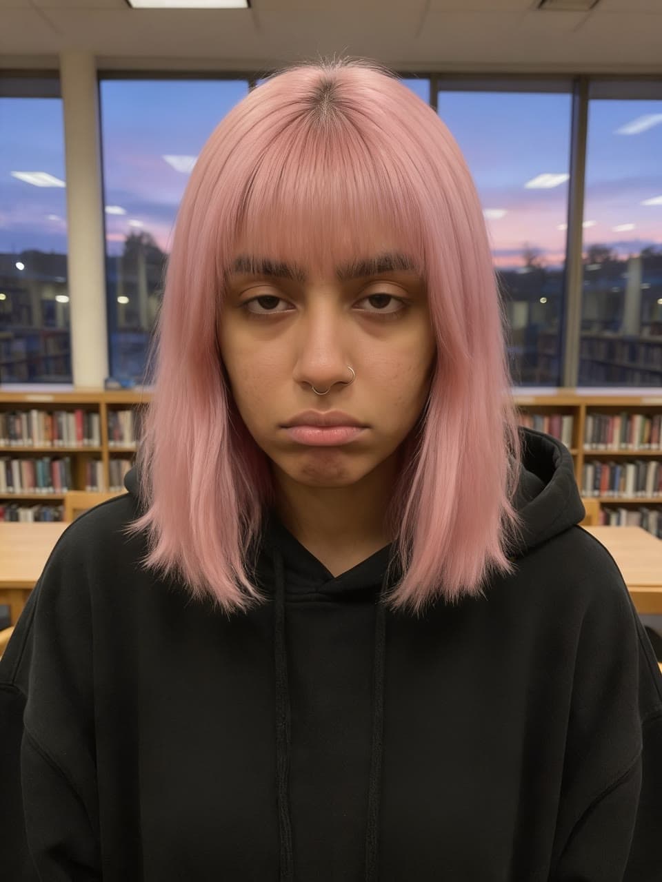 Pastel pink curtain bangs, a real run on Leap