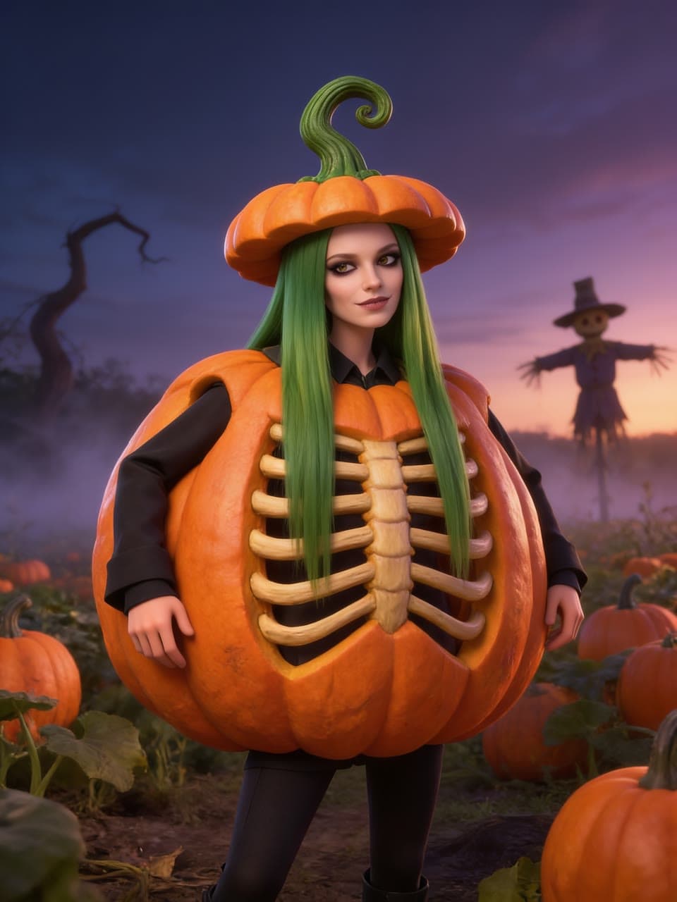 Pumpkin with a ribcage, a real run on Leap