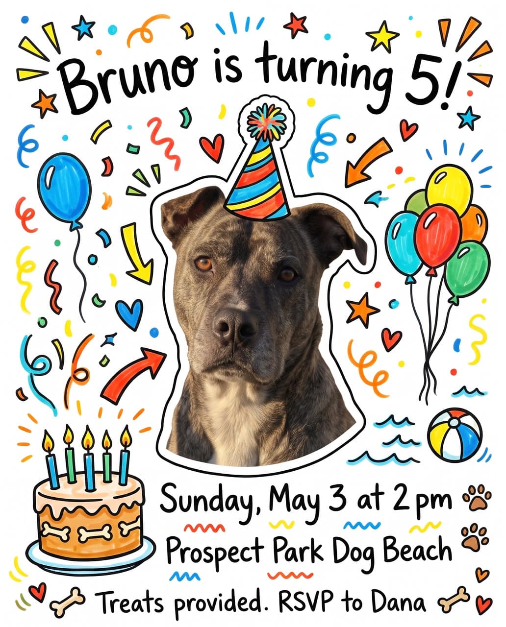 Bruno is turning 5!, doodles, a real run on Leap