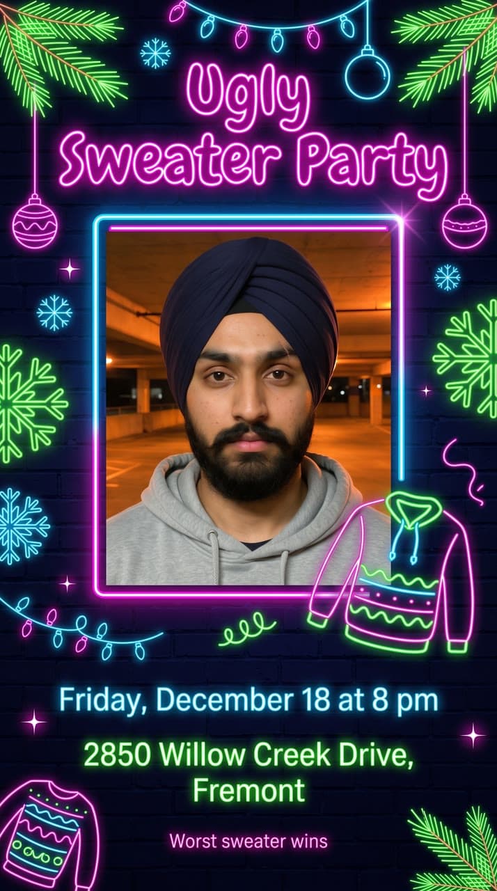 Ugly Sweater Party, neon, a real run on Leap