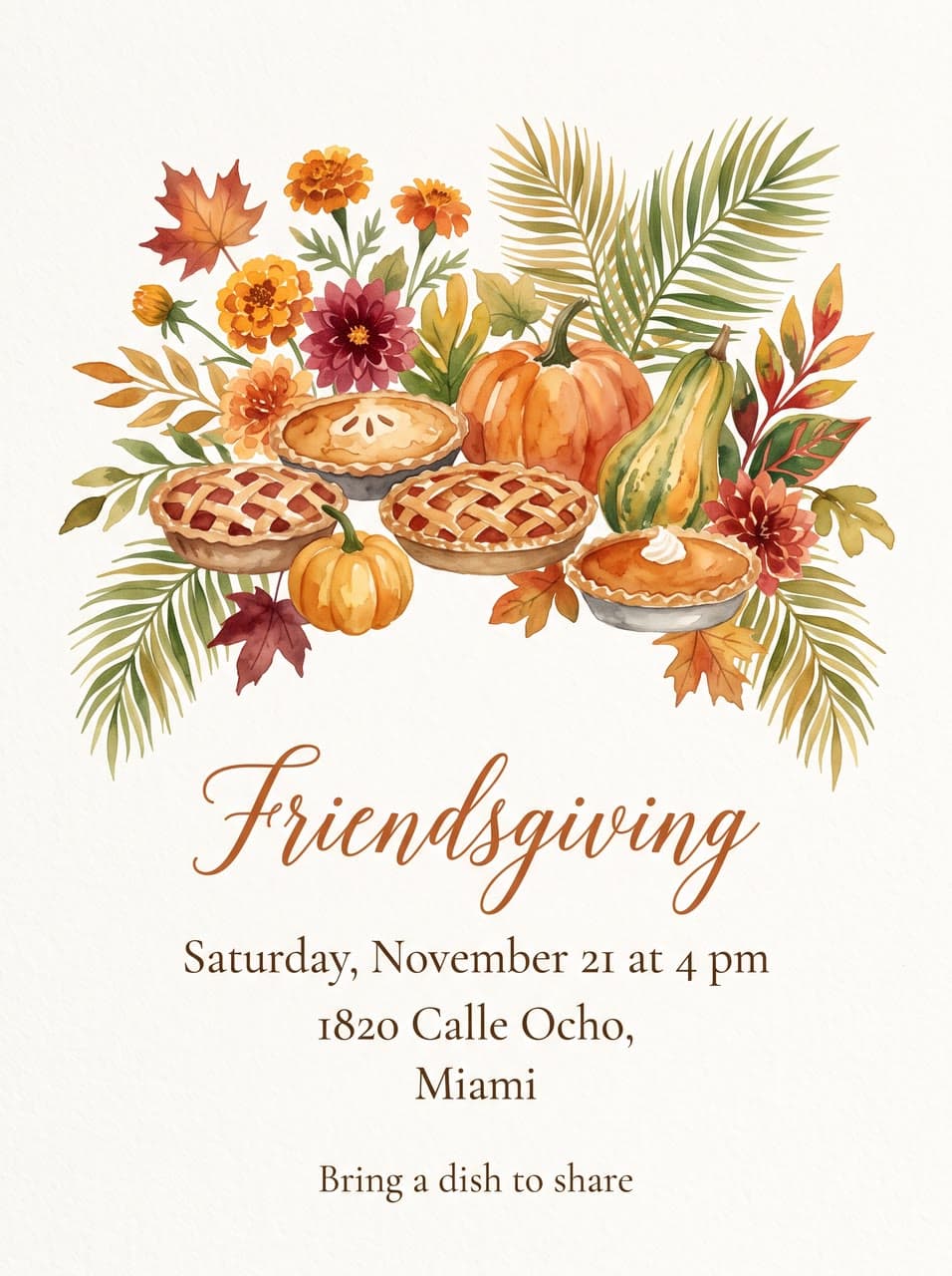 Friendsgiving, watercolor, a real run on Leap