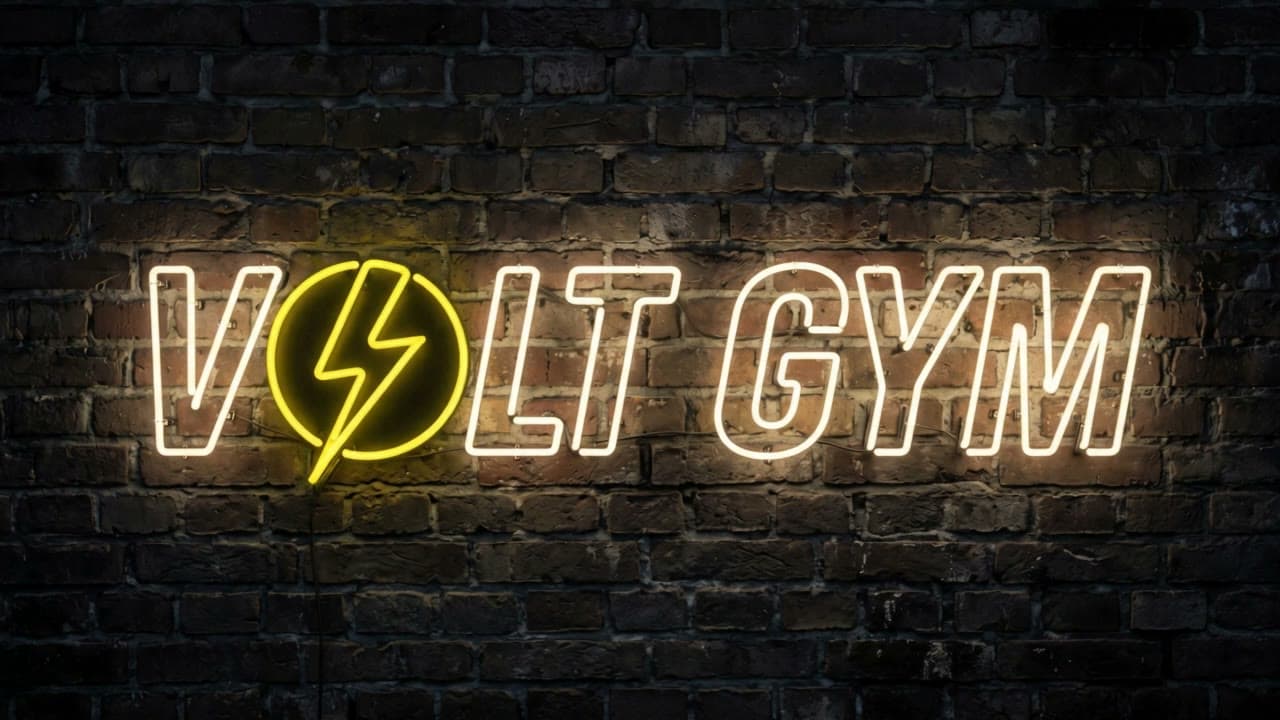 VOLT GYM, neon on brick, a real run on Leap