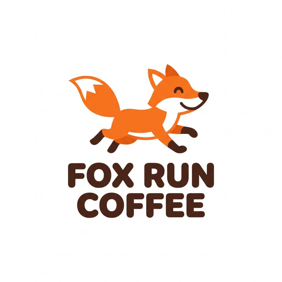 The photo fox run coffee, embroidered started from