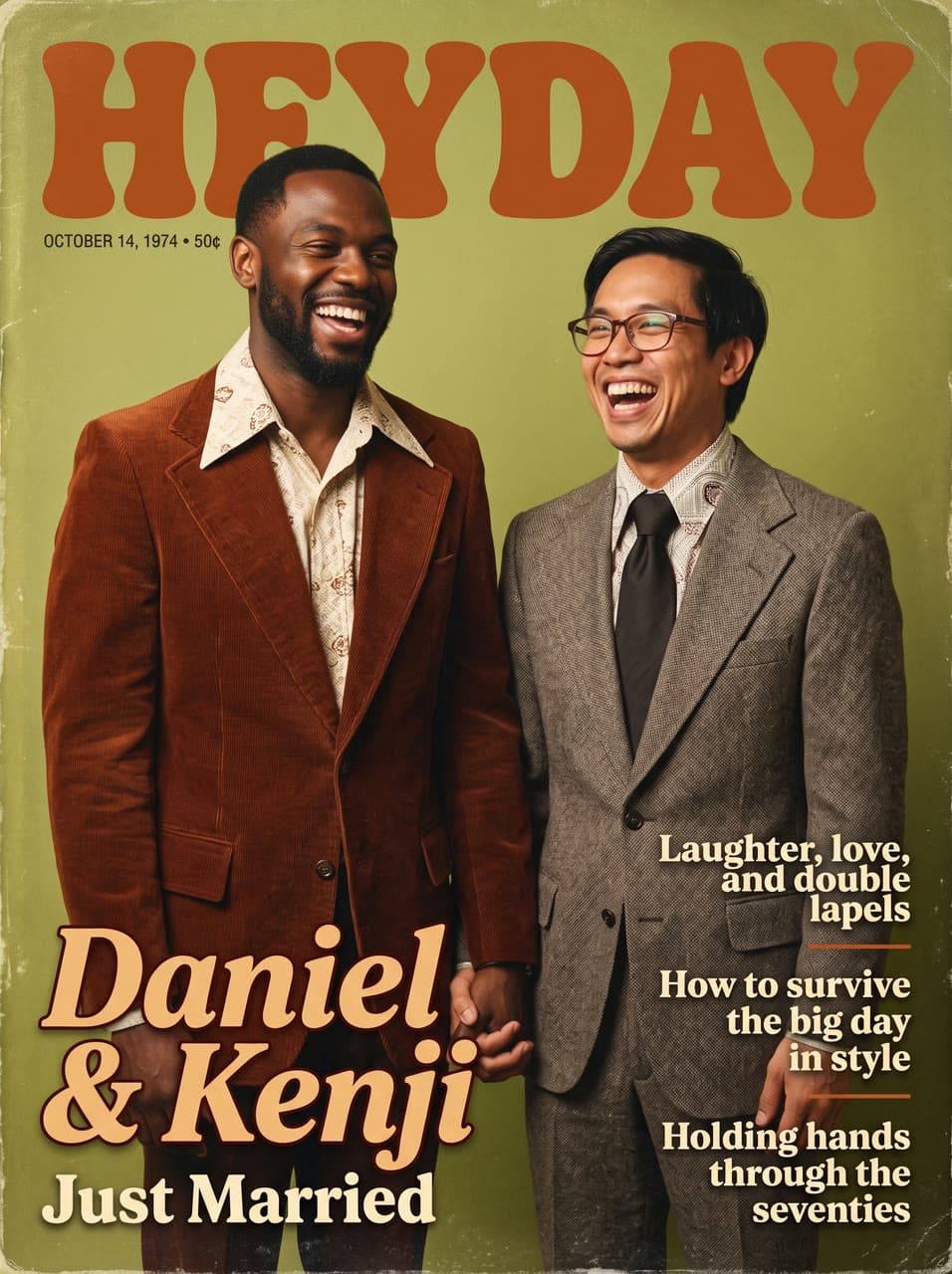 Daniel & Kenji, Just Married, 1974, a real run on Leap