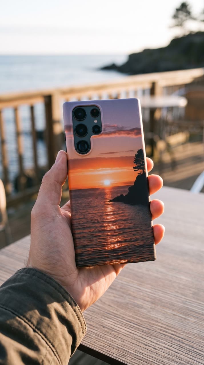 A sunset photo on a phone case, a real run on Leap
