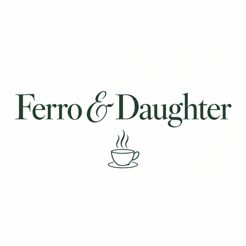 The photo a café wordmark as a laptop sticker started from