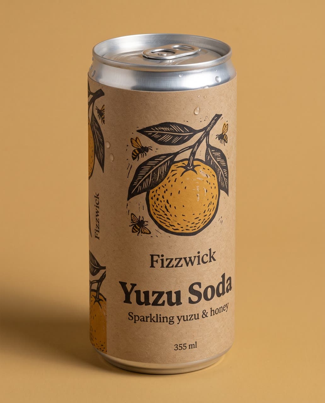 Fizzwick Yuzu Soda, a linocut can from a range of four, a real run on Leap