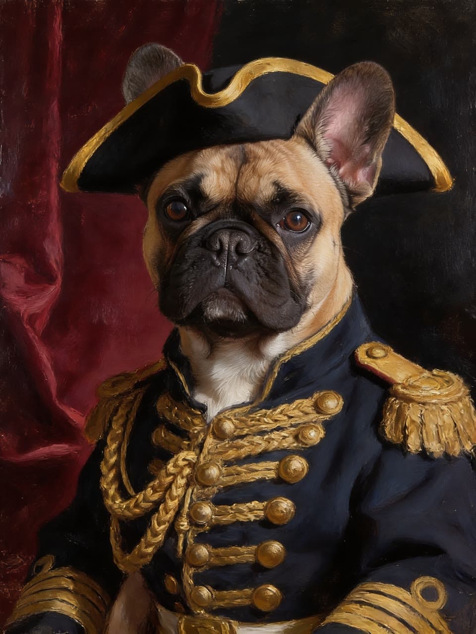 The French bulldog, admiral, a real run on Leap