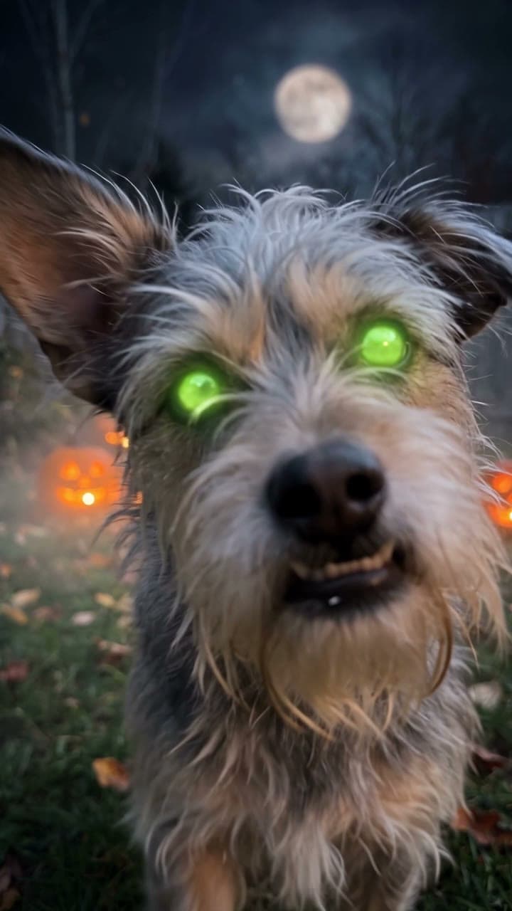 A scruffy terrier turns zombie, then wags, a real run on Leap