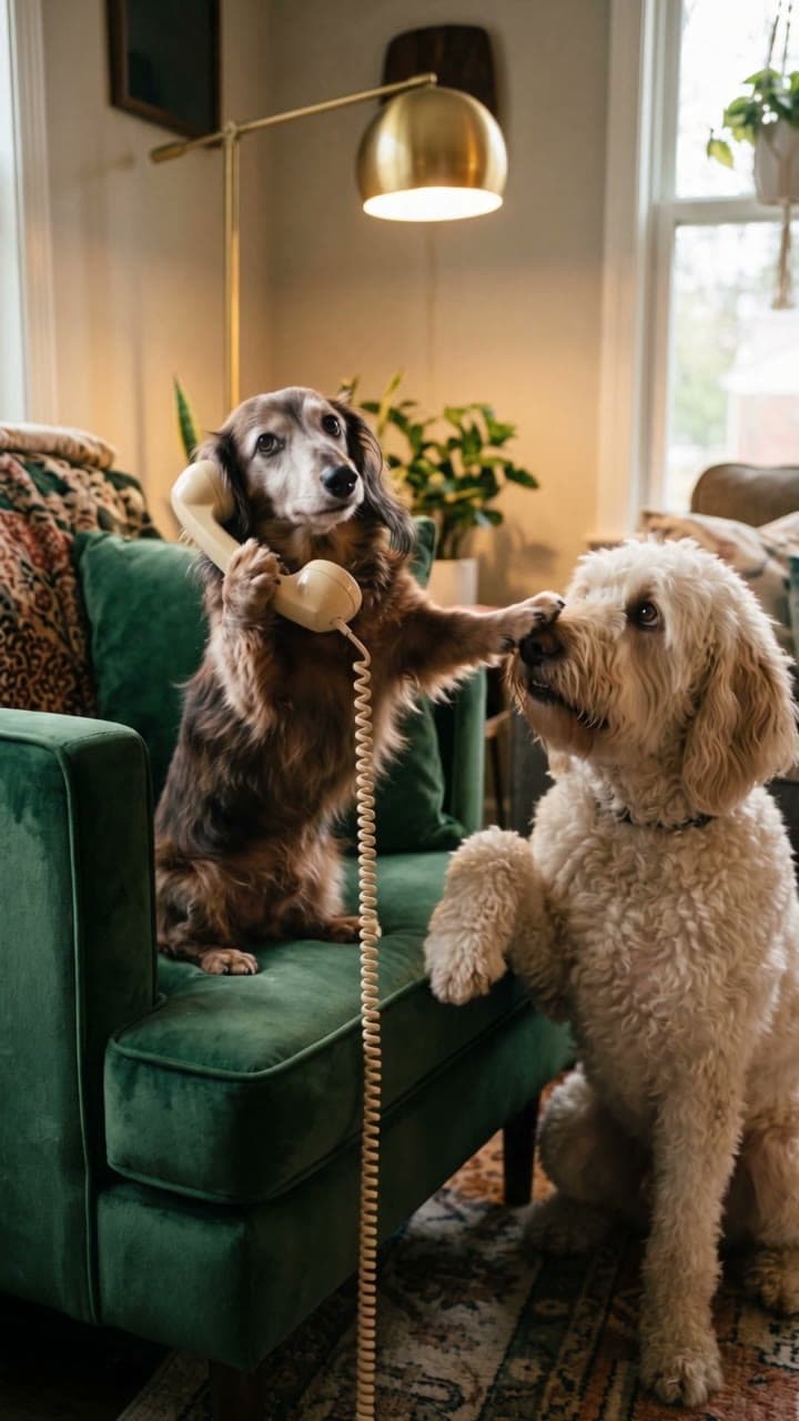 A senior dachshund on the phone hushes the doodle, a real run on Leap