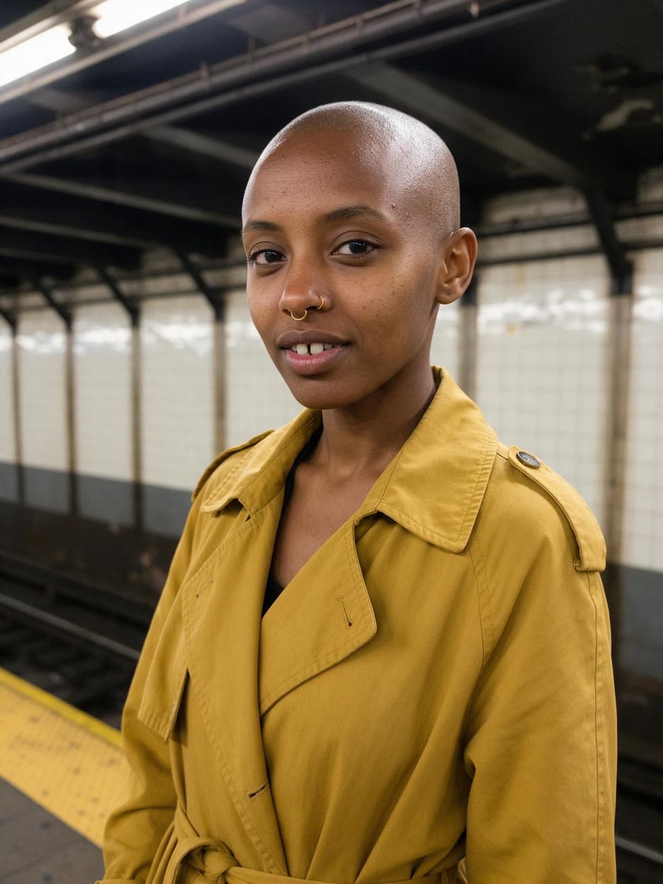 The photo shaved head and mustard coat, outtakes started from