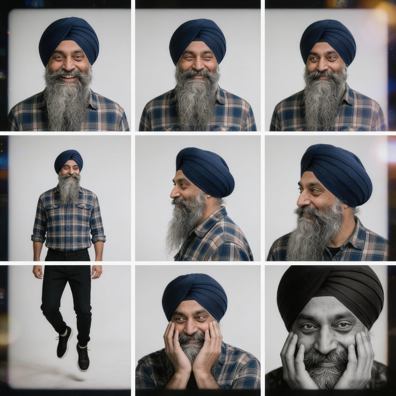 Navy turban and flannel, outtakes, a real run on Leap