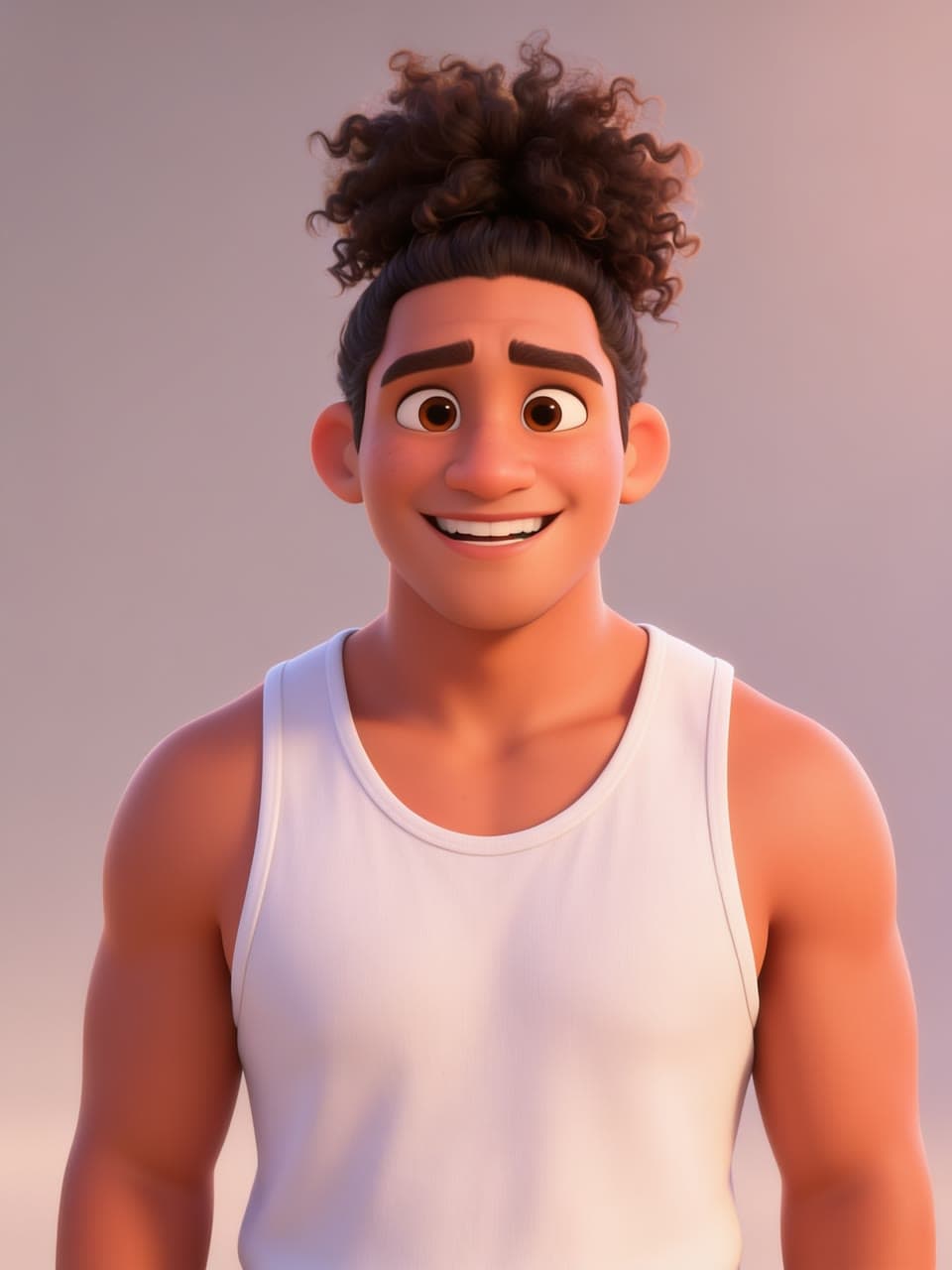 Top knot and tank top, 3D animated, a real run on Leap