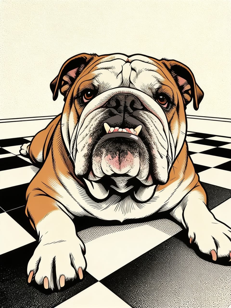 The bulldog, in comic ink, a real run on Leap