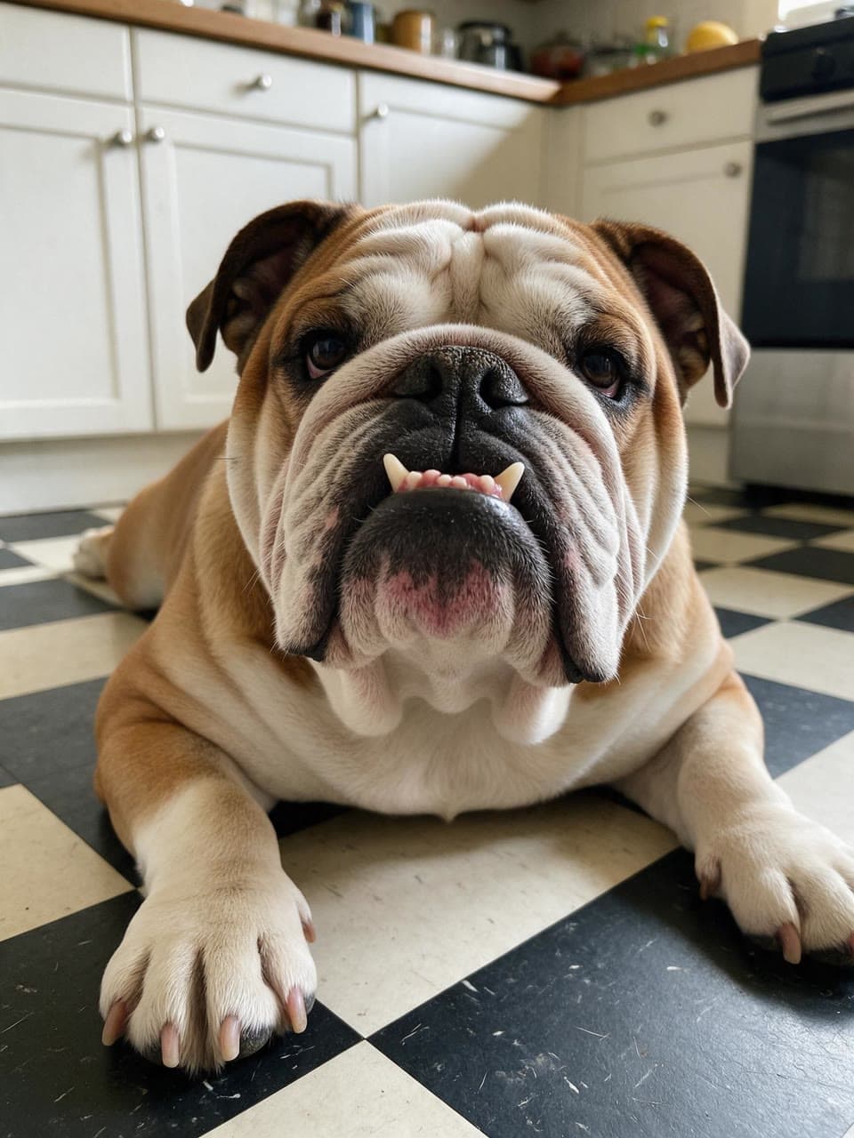 The photo the bulldog, in comic ink started from