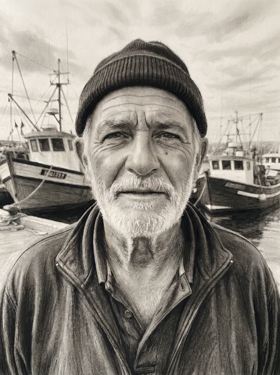 The fisherman, charcoal, a real run on Leap
