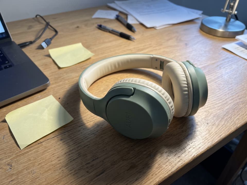 The photo headphones on a holiday table started from