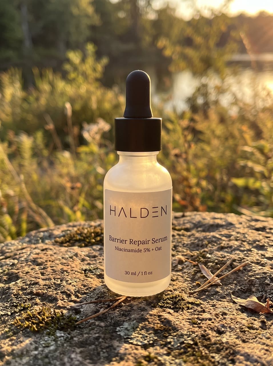 A serum by a lake at golden hour, a real run on Leap