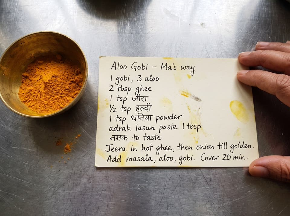 The photo ma's aloo gobi, surprise me started from