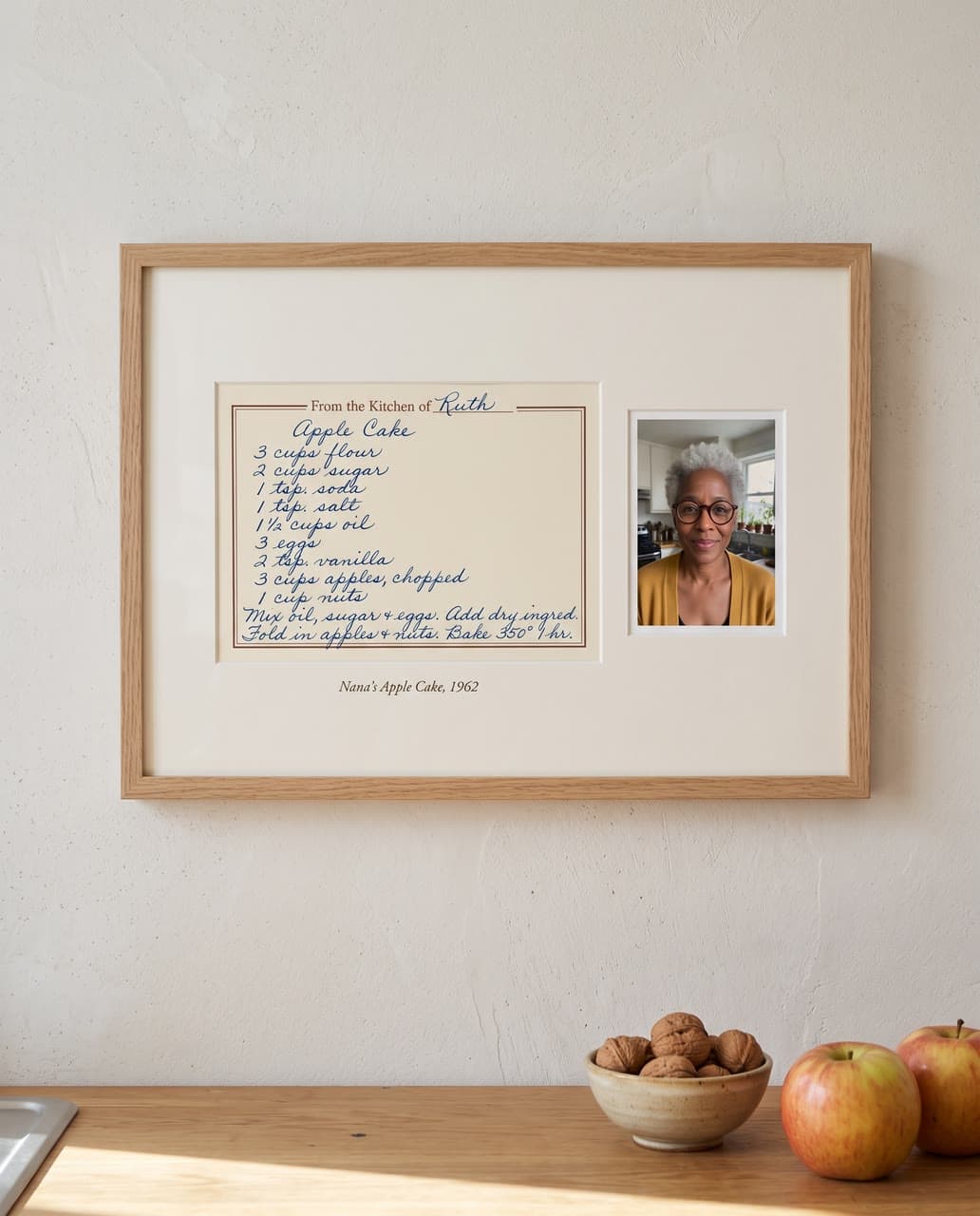 Nana's Apple Cake, 1962, framed, a real run on Leap