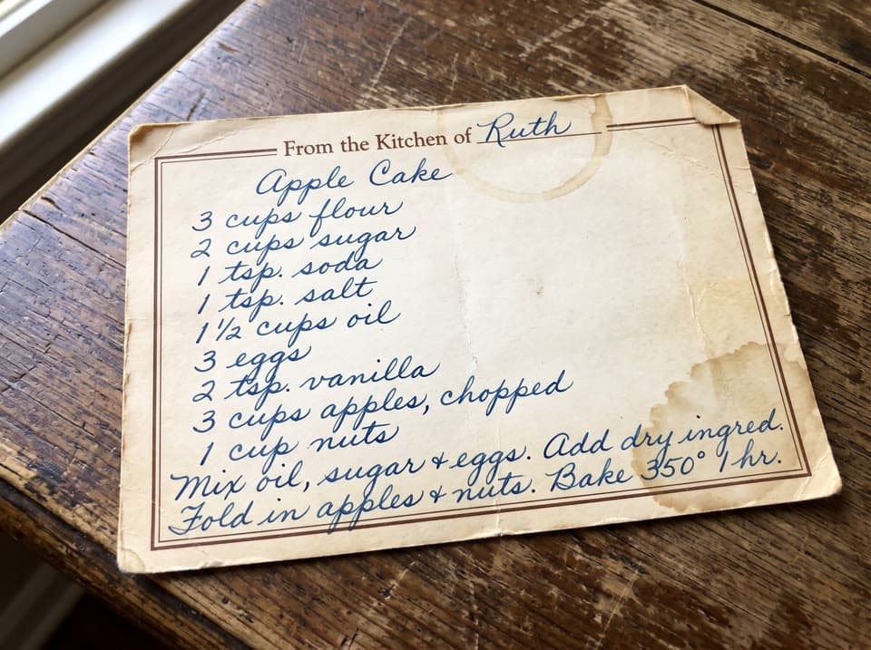 The photo nana's apple cake, 1962, framed started from