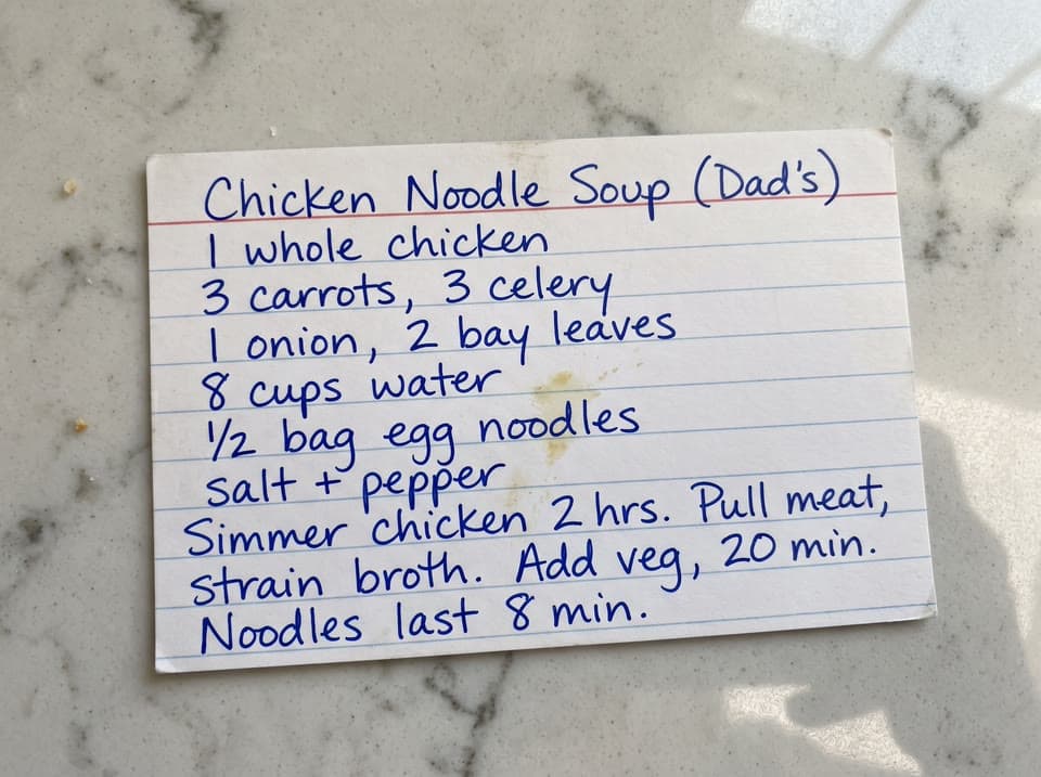 The photo dad's sunday soup, a keepsake print started from
