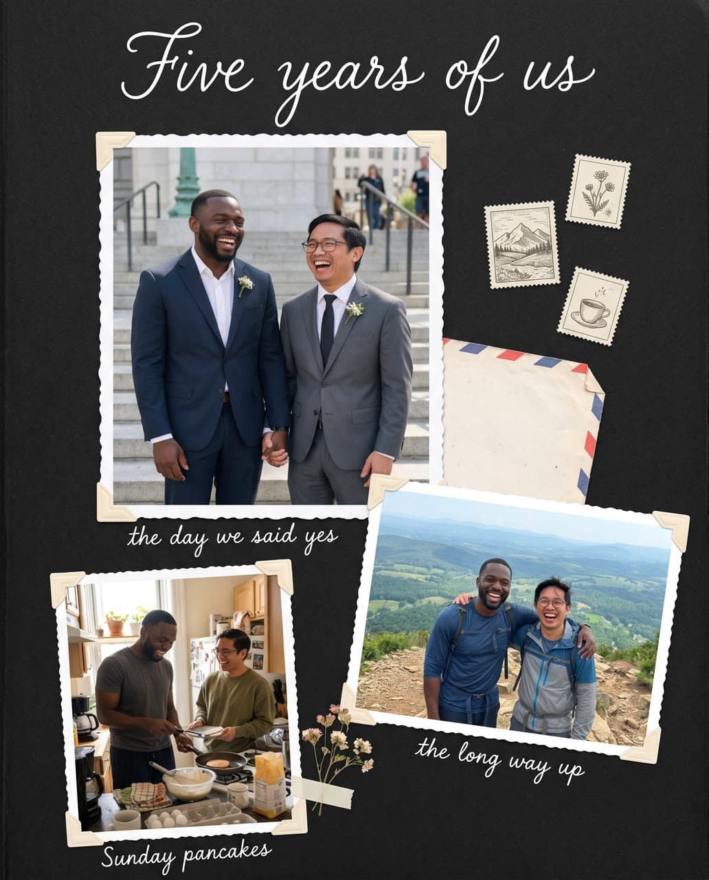 Five years of us, a black photo album, a real run on Leap