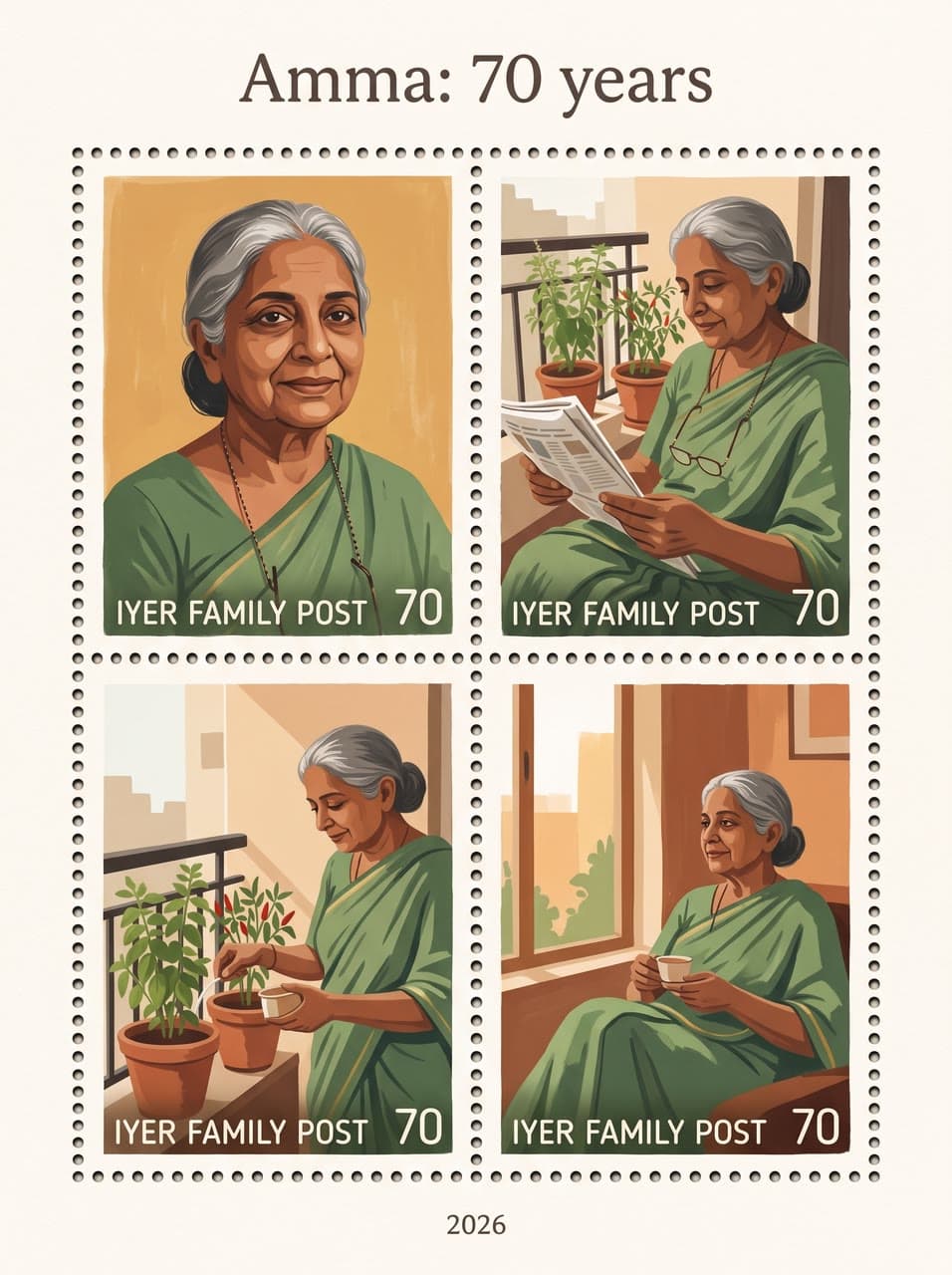 Amma: 70 years, mid-century gouache, a real run on Leap