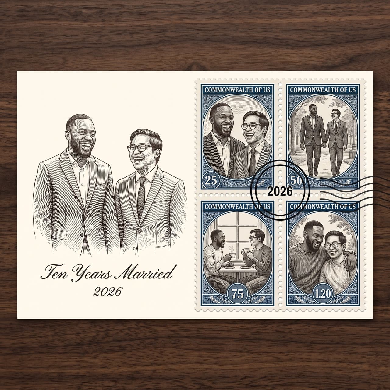 Ten Years Married, an engraved first day cover, a real run on Leap