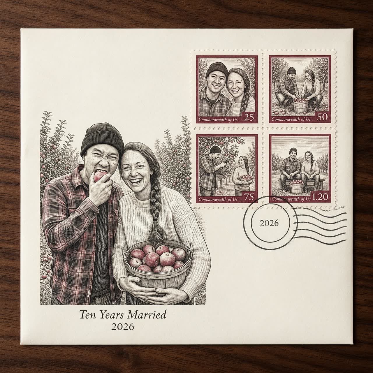 Ten Years Married, an engraved first day cover, a real run on Leap