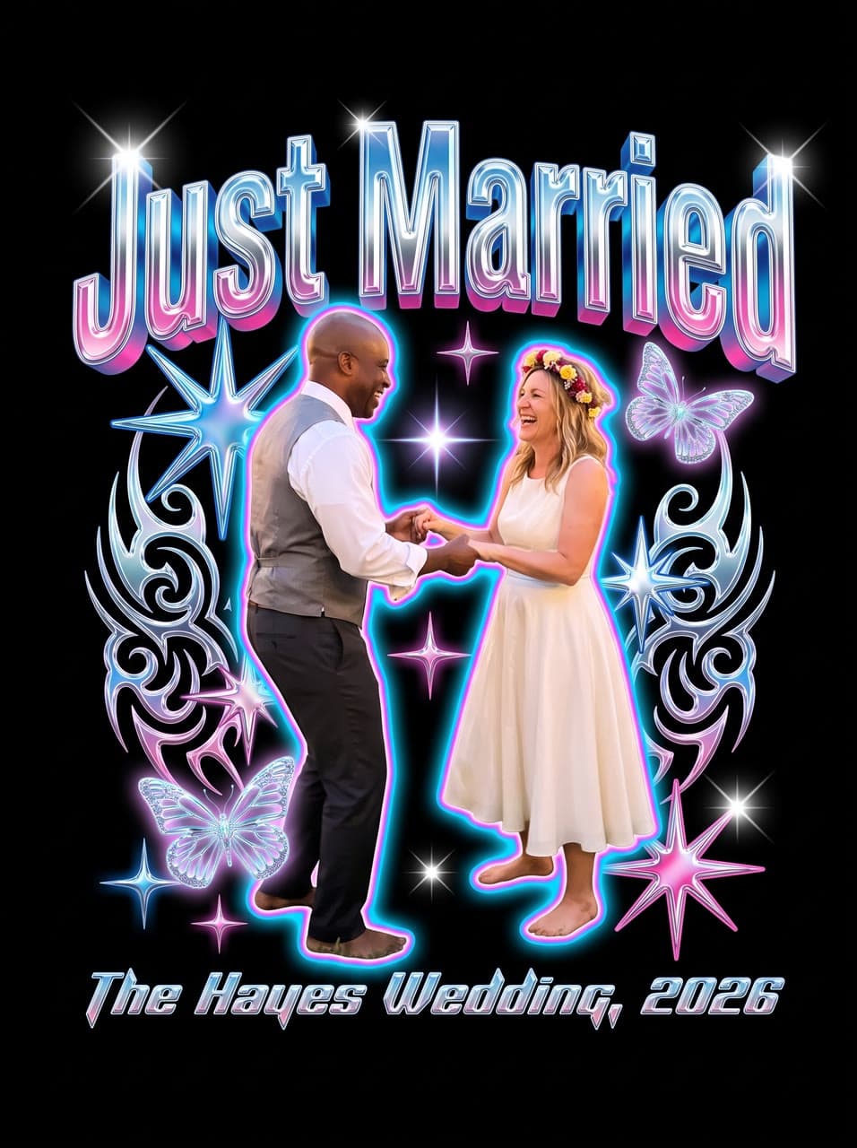 Just Married, Y2K chrome, a real run on Leap