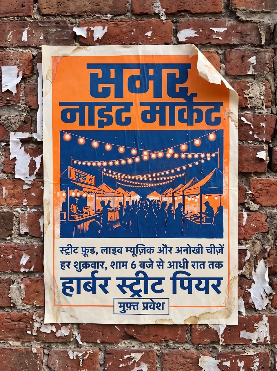 A night market poster, in Hindi, a real run on Leap