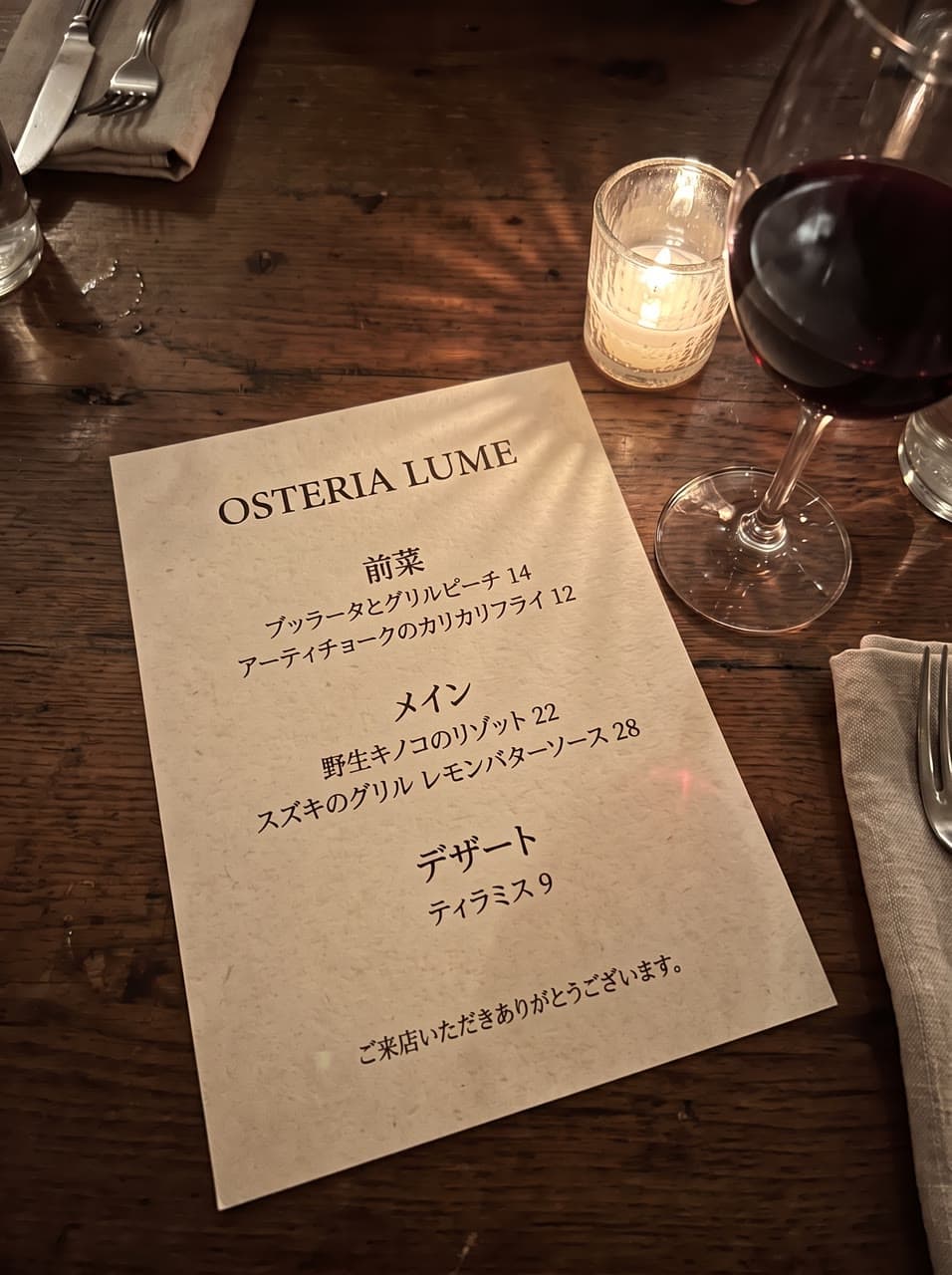 An osteria menu, in Japanese, a real run on Leap