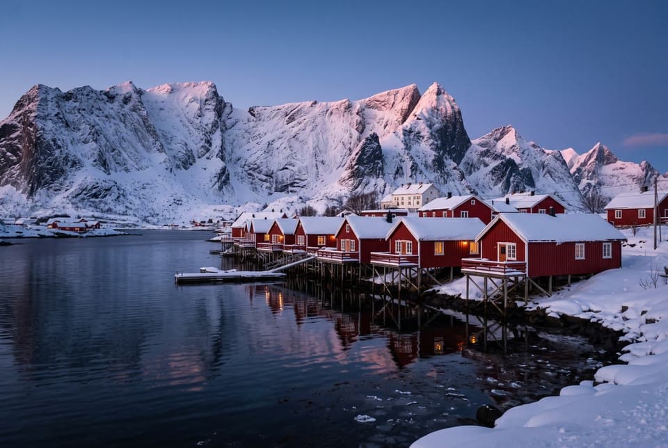 The photo lofoten, a drone rise started from