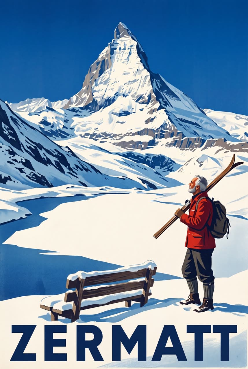Zermatt, a ski poster, a real run on Leap