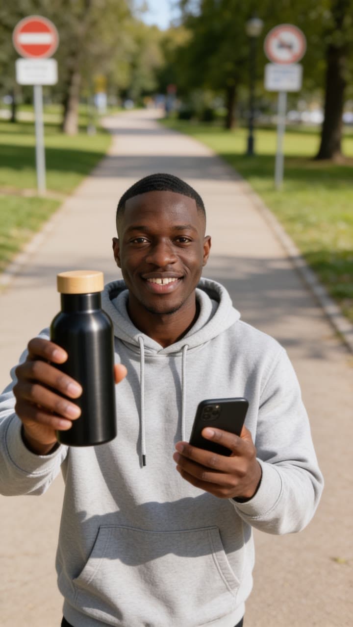Bottle on a park path, a real run on Leap