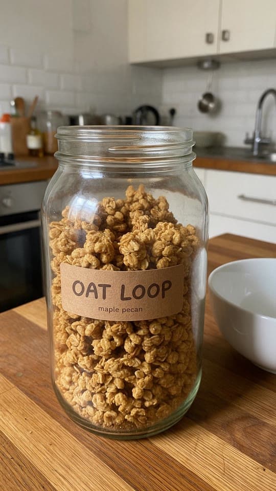The photo maple pecan granola, excited started from