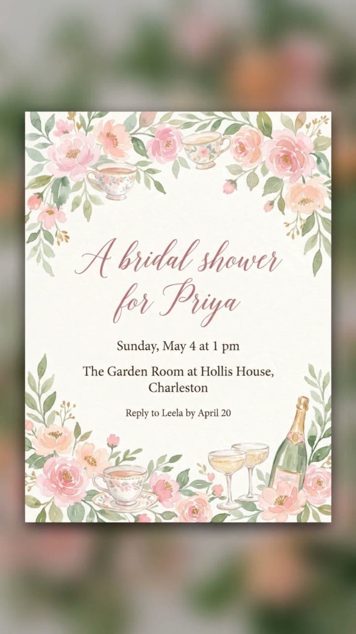 Priya's bridal shower rising over garden roses, a real run on Leap