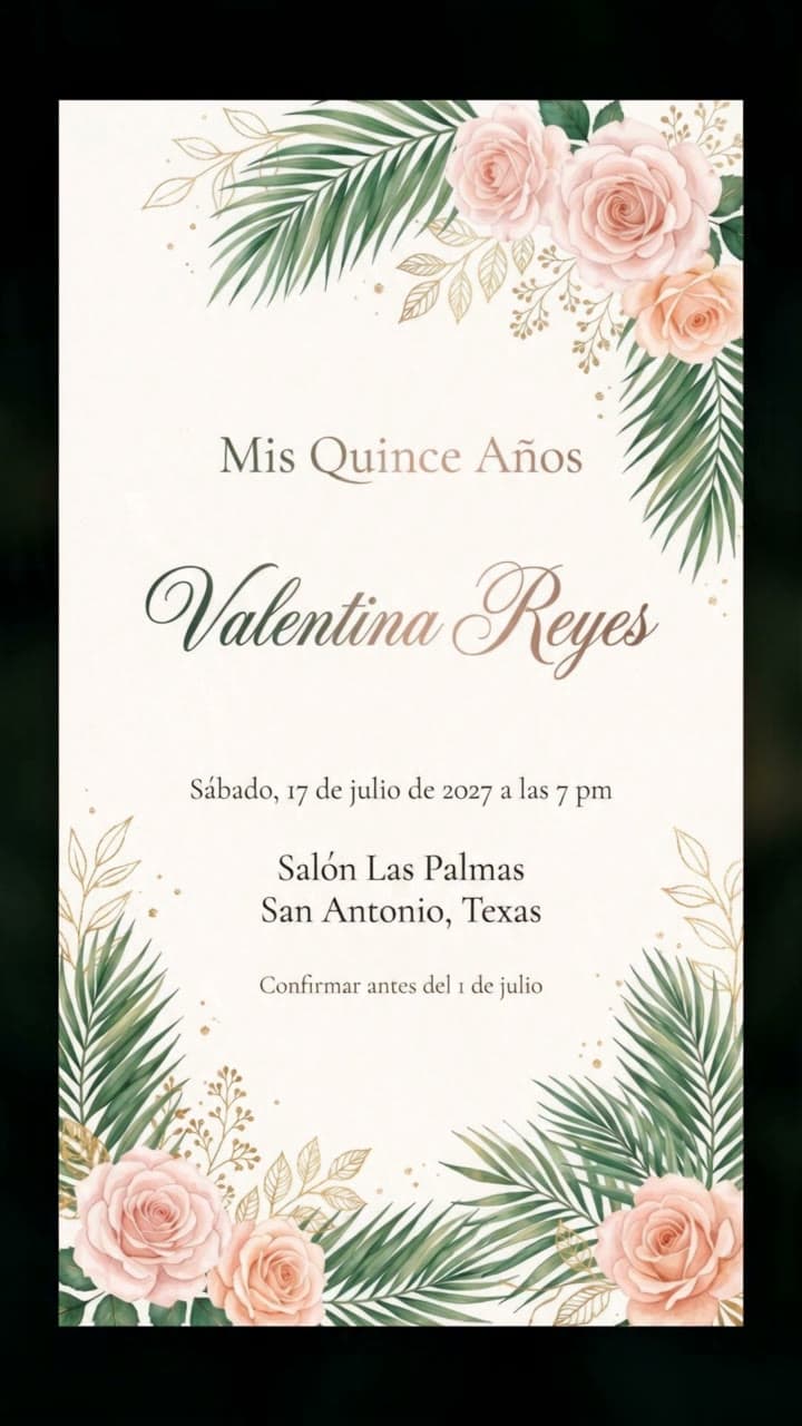 Valentina's quinceañera in a sweep of light, music off, a real run on Leap