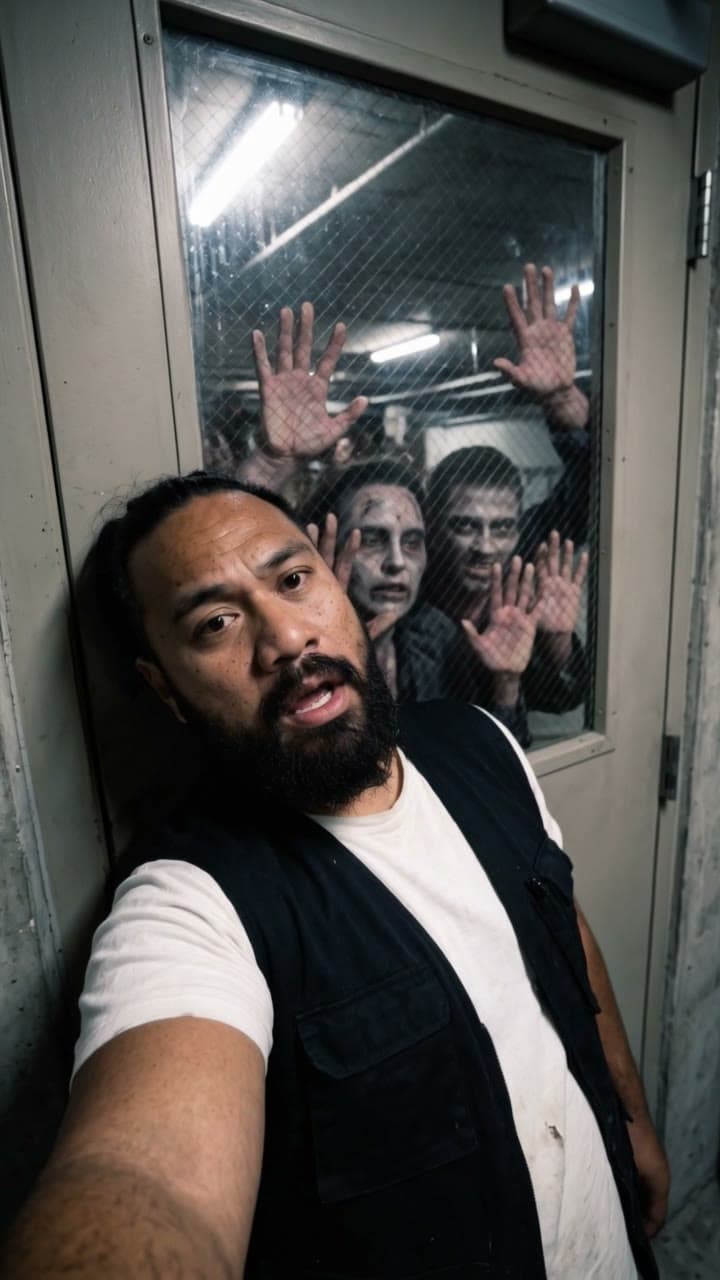 Tevita outruns a horde in a parking garage, a real run on Leap