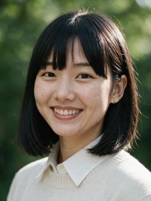 A headshot on the outdoor shade backdrop